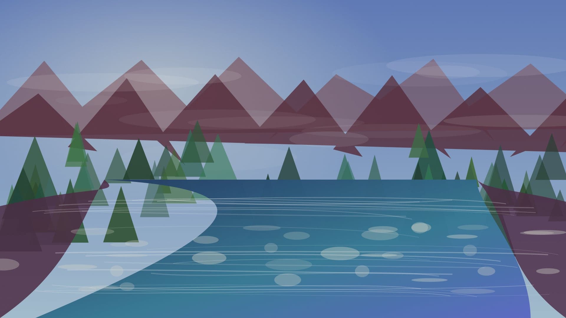 Generated regional California river scene for Lower Klamath River planning; not an exact location photo