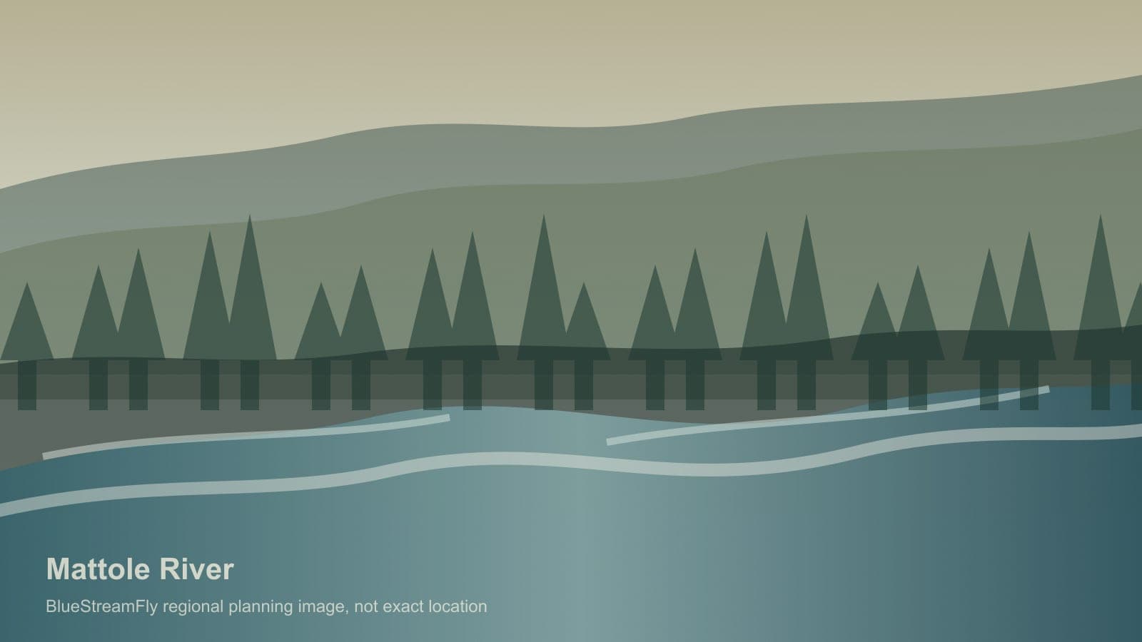 Generated regional Lost Coast river scene for Mattole River planning; not an exact location photo