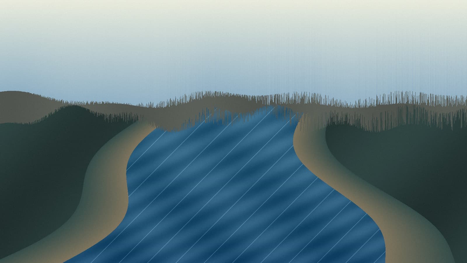 Generated regional Tuolumne River below Hetch Hetchy canyon scene; not an exact location photo