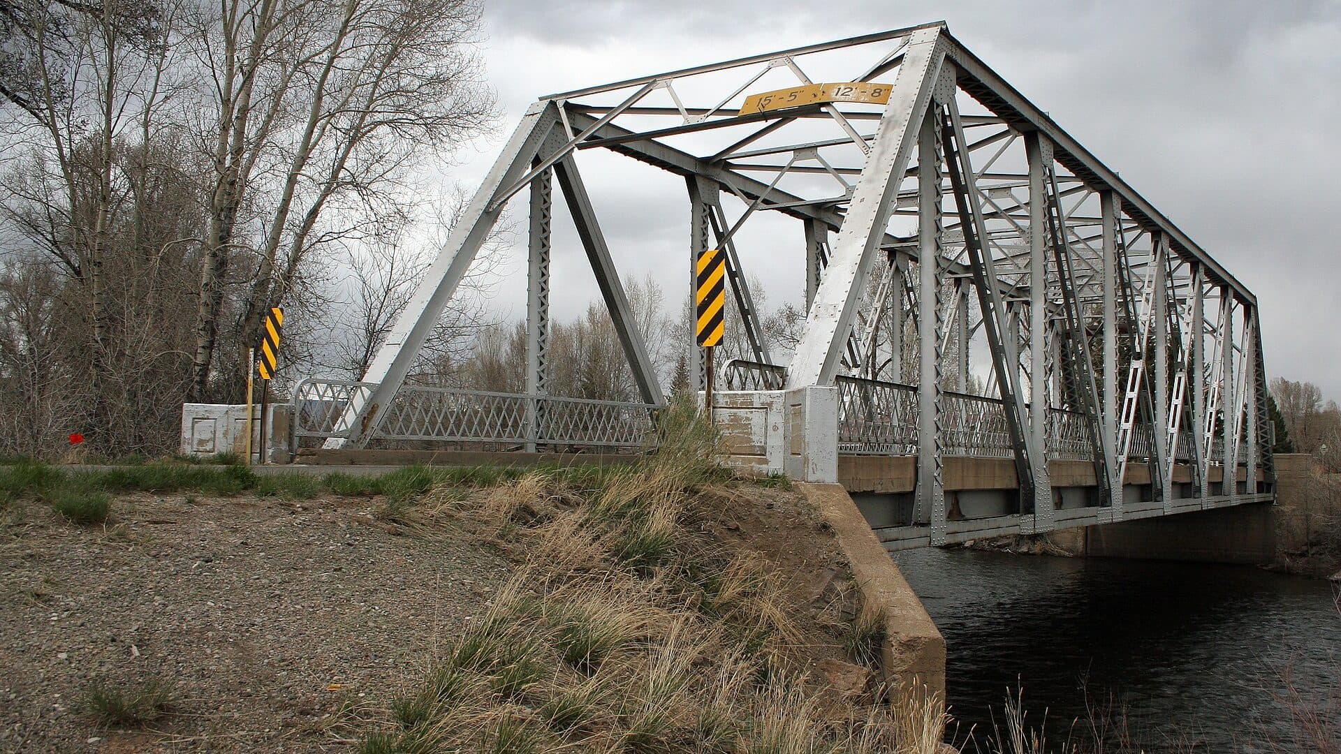 Gunnison River bridge and lower river corridor in Colorado