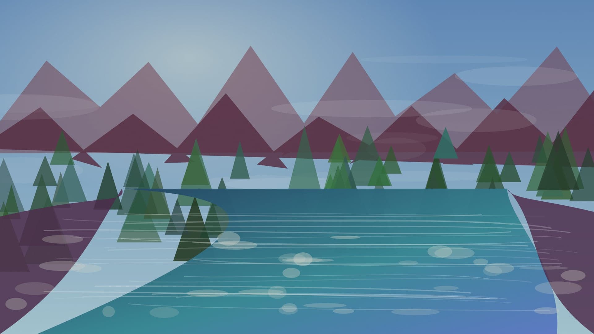 Generated regional Virginia river scene for Lower Jackson River planning; not an exact location photo