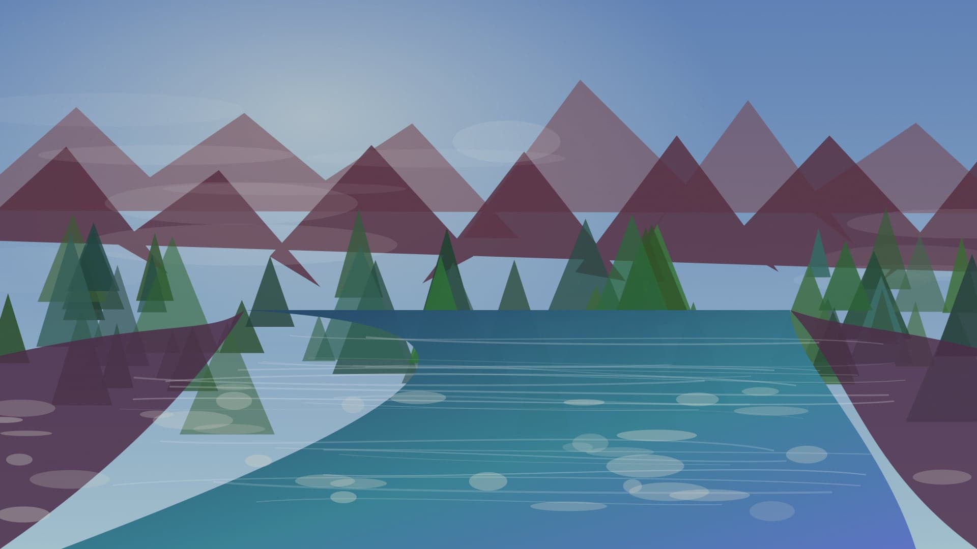 Generated regional Maine river scene for East Outlet Kennebec River planning; not an exact location photo